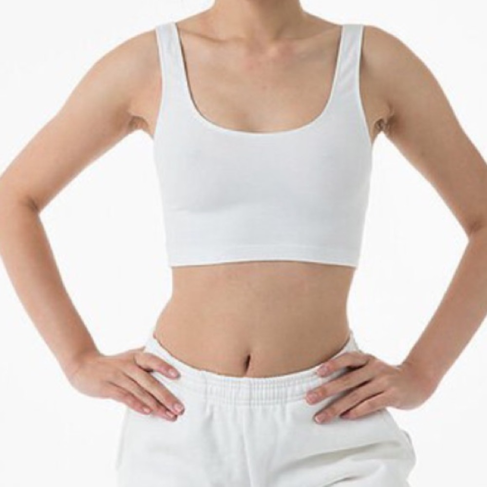 TNA Aritzia White Cropped Tank Top Cotton Stretch Scoop Neck Layering Basic XS